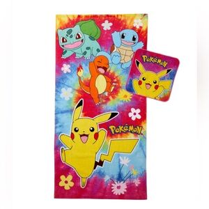 Pokémon Kids Cotton Tie Dye 2 Piece Towel and Washcloth Set